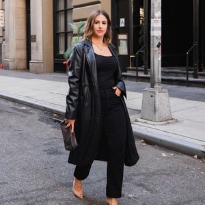 Zara Faux Leather Belted Trench Coat